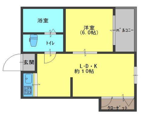 メゾンロータリ-(1LDK/4階)の間取り写真