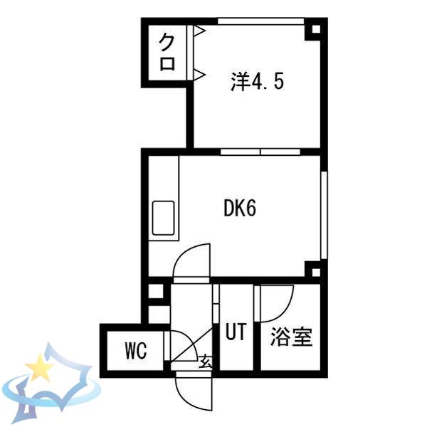 プレプラージュ(1DK/3階)の間取り写真