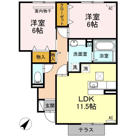 フォレスタ・エイトII(2LDK/1階)の間取り写真