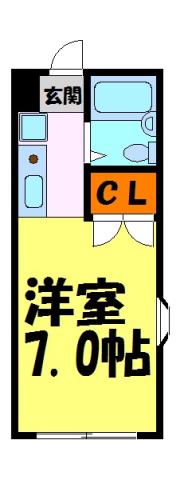 サンシャインハイツ(1K/2階)の間取り写真