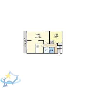 伏見アームズ(1LDK/3階)の間取り写真