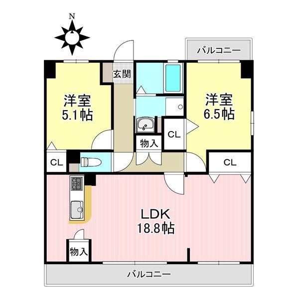 グランドソレイユ(2LDK/2階)の間取り写真