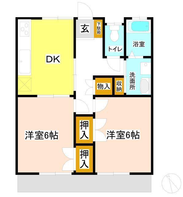 コーポ斉藤(2DK/1階)の間取り写真
