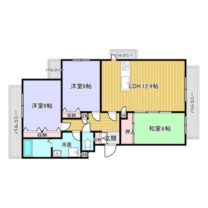 ルミエール合川(3LDK/4階)の間取り写真
