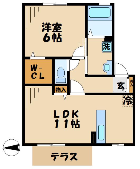 エスペランサ(1LDK/1階)の間取り写真