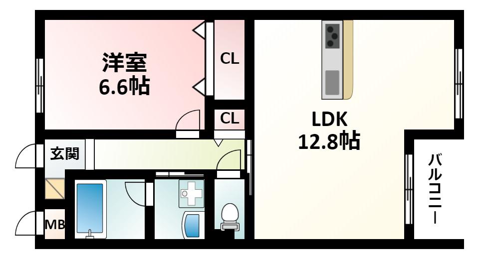 グランミーテ緑地(1LDK/3階)の間取り写真