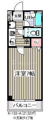 ローズガーデン(1K/3階)の間取り写真