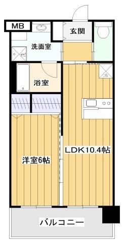 ディームス福島(1LDK/10階)の間取り写真