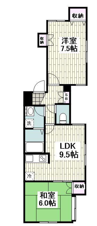 フェリース鎌倉(2LDK/1階)の間取り写真