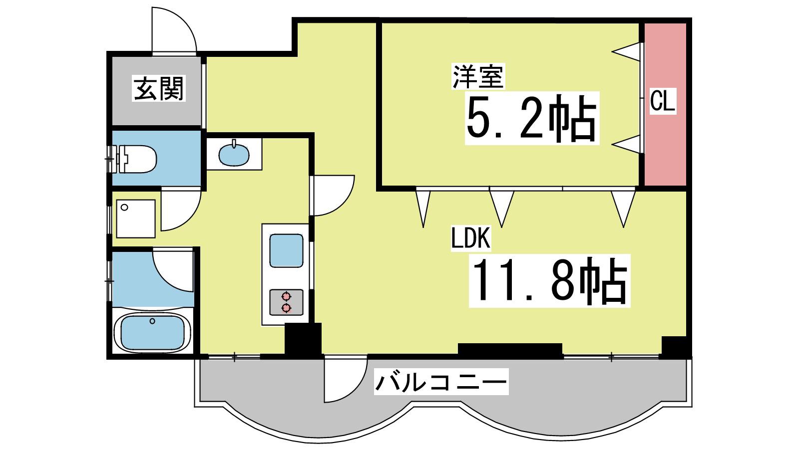 六甲グロリアハイツ(1LDK/4階)の間取り写真