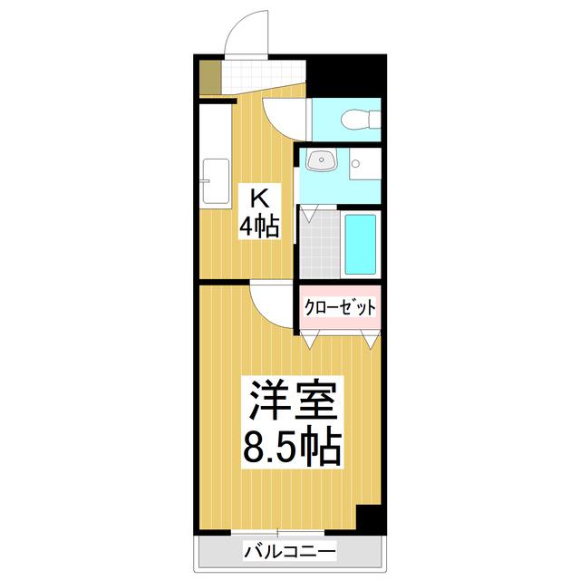 プランタン若里II(1K/1階)の間取り写真
