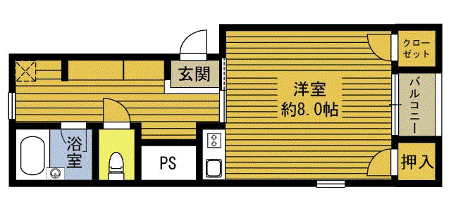 ＪＲ日豊本線 鶴崎駅 徒歩10分 3階建 築37年(ワンルーム/2階)の間取り写真