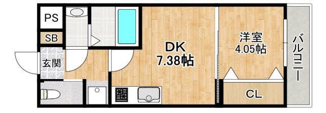 ガレリア大阪空港II(1DK/1階)の間取り写真