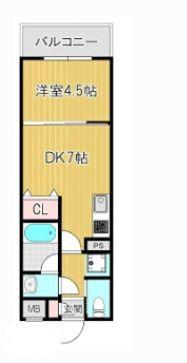 ガレリア大阪空港I(1DK/3階)の間取り写真