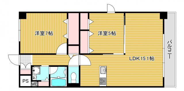 ビビアンパレス桜川公園(2LDK/3階)の間取り写真