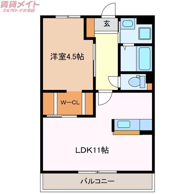 NEW ARROZAL(1LDK/2階)の間取り写真