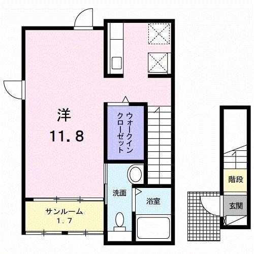 サンテラス本郷台B(ワンルーム/2階)の間取り写真