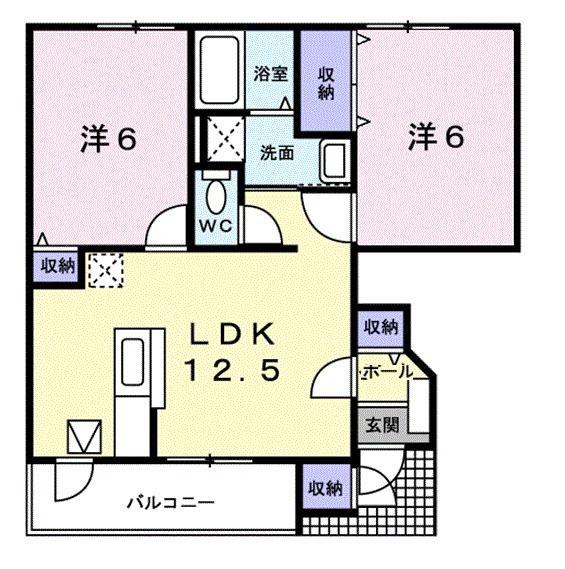 梅の香I(2LDK/1階)の間取り写真