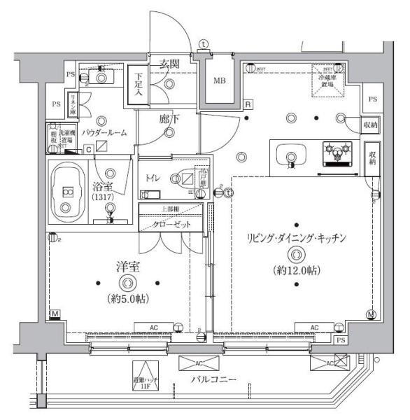 クオリタス南大井(1LDK/11階)の間取り写真