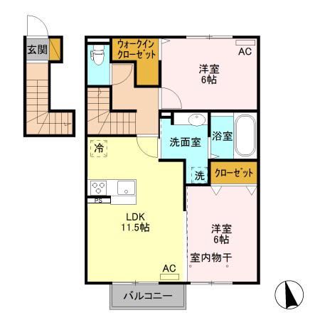 D-ROOM PORTE(2LDK/2階)の間取り写真