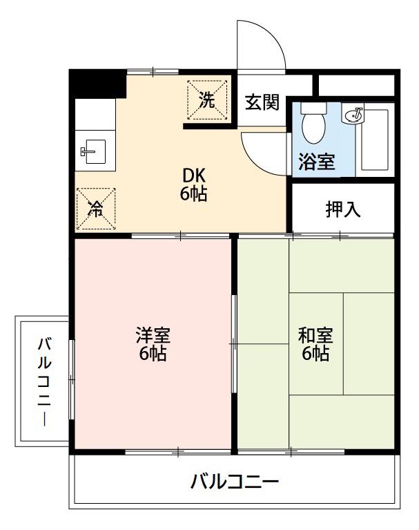 岩津マンション(2DK/2階)の間取り写真