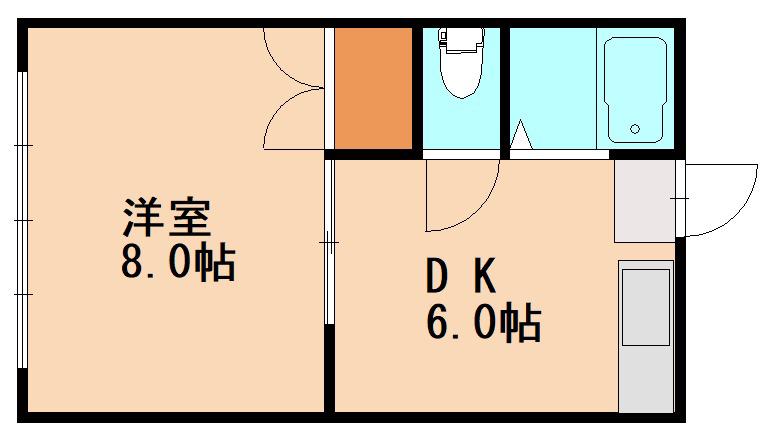 サンシャイン高宮東(1DK/2階)の間取り写真