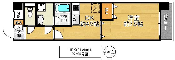クリセ 諏訪(1DK/3階)の間取り写真