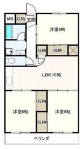 グランド三栄(3LDK/6階)の間取り写真