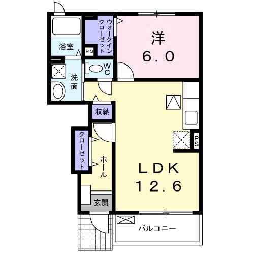 フラワーヒル(1LDK/1階)の間取り写真