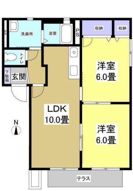 グレース竜洋(2LDK/2階)の間取り写真