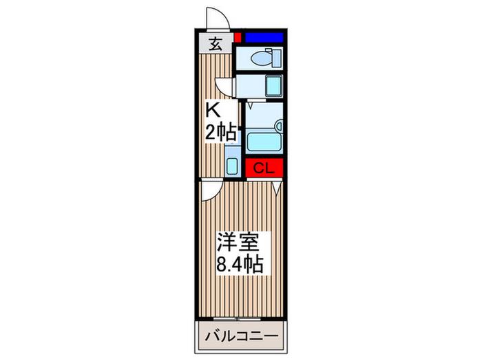 ドミール所沢II(1K/4階)の間取り写真
