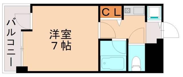 ピュアドームエスタシオ高宮(1K/4階)の間取り写真