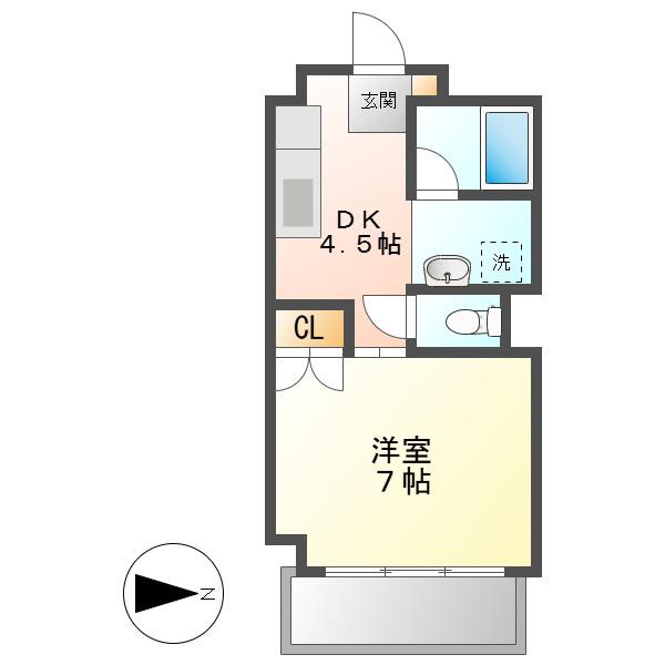 パティオ新栄(1DK/4階)の間取り写真