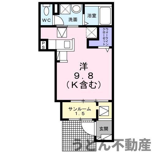 シエロガーデン観音寺 D(ワンルーム/1階)の間取り写真