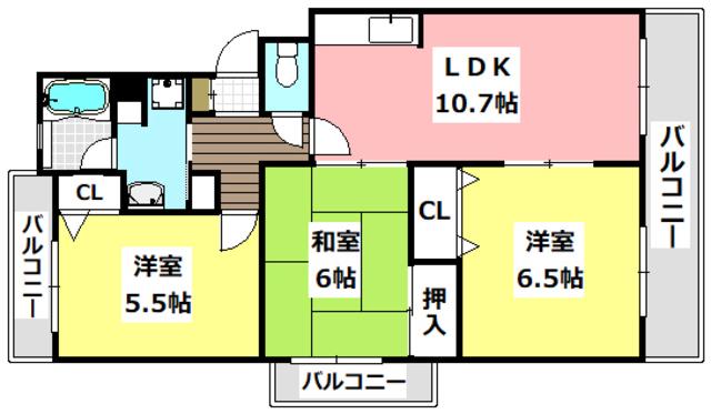 マンション・グランド・モナーク(3LDK/3階)の間取り写真