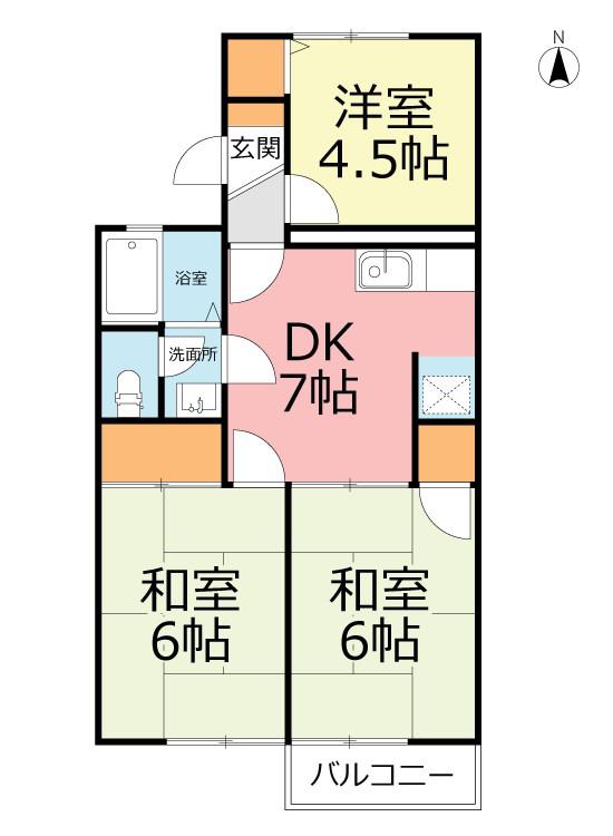 プラムハイツA(3DK/2階)の間取り写真