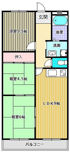 グレイスコート(3LDK/2階)の間取り写真