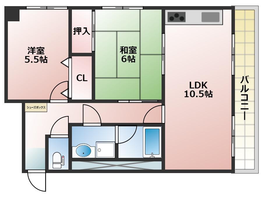 シティーコート西明石(2LDK/1階)の間取り写真