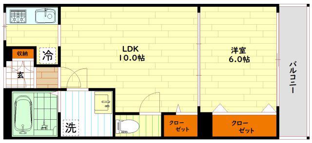宝コーポ(1LDK/3階)の間取り写真