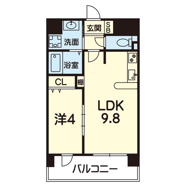 ライズ代継橋(1LDK/3階)の間取り写真