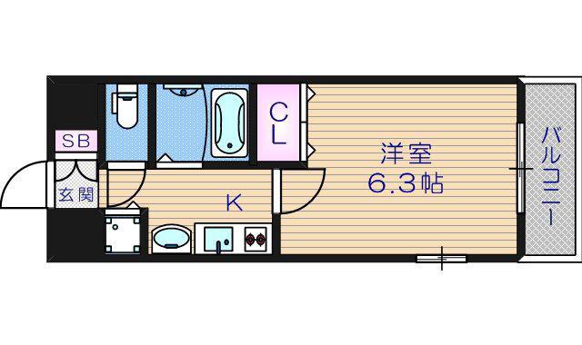 プレサンス心斎橋ザ・スタイル(1K/7階)の間取り写真