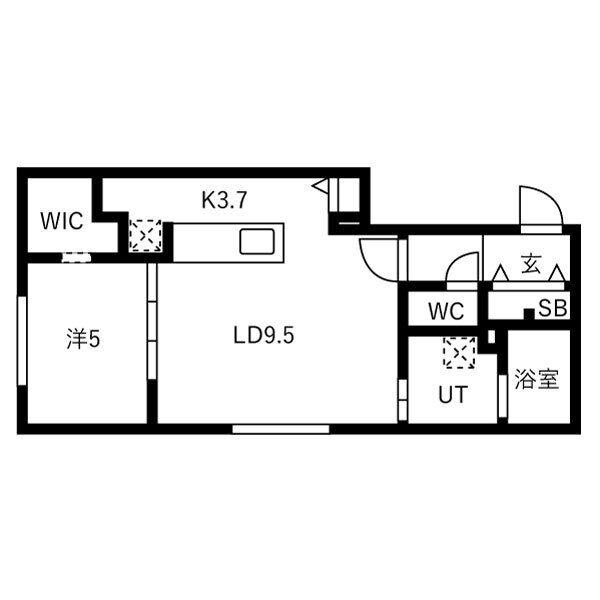 ALPHA南5条(1LDK/3階)の間取り写真