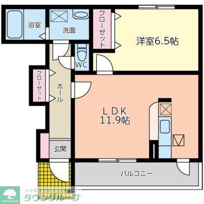 コンフリエ下里 II(1LDK/1階)の間取り写真