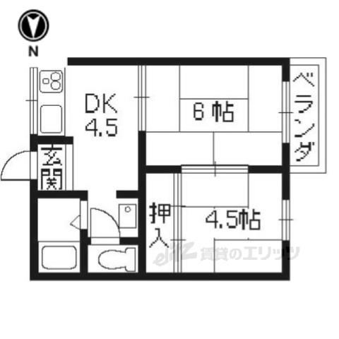 ハイツ奥村A棟(2DK/2階)の間取り写真