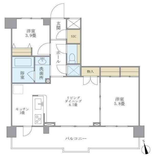 プレミアコンフォート西荻窪(2LDK/3階)の間取り写真