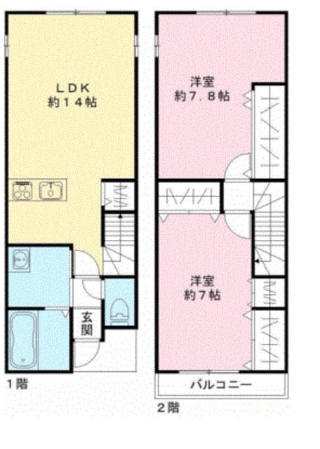 カサベルデ北花田IV(2LDK/1階)の間取り写真