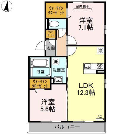 メゾンN(2LDK/3階)の間取り写真