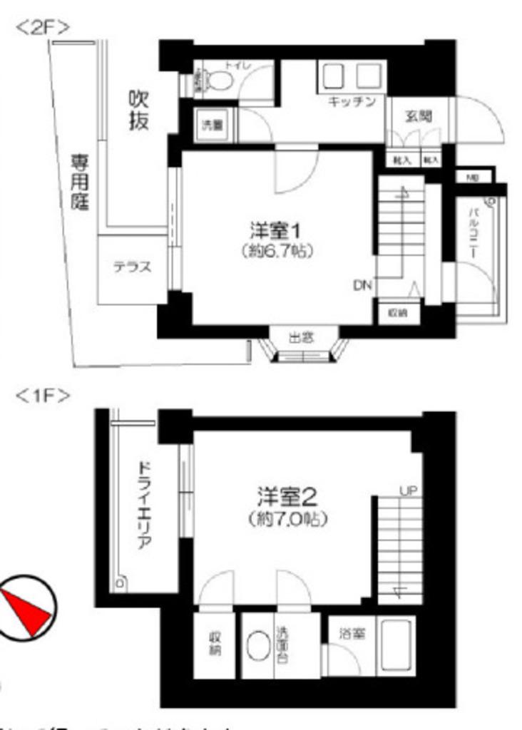 パレステュディオ小石川後楽園(2K/1階)の間取り写真