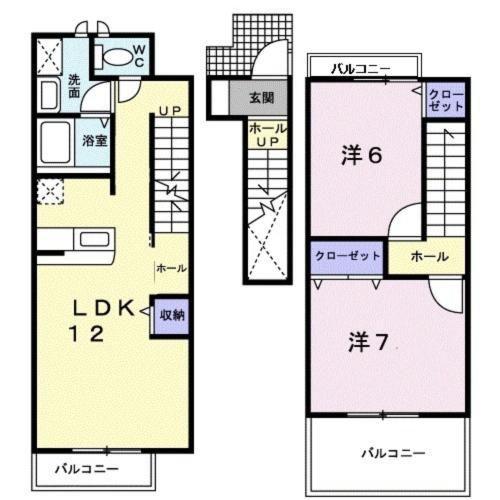 イーストアルカディア(2LDK/2階)の間取り写真