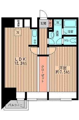 ビューテラス向丘(1LDK/6階)の間取り写真